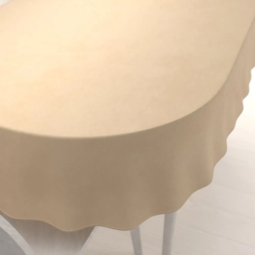 Biante Veľký zamatový oválny obrus Velvet Premium SVP-006 Pieskovo béžový 160x200 cm