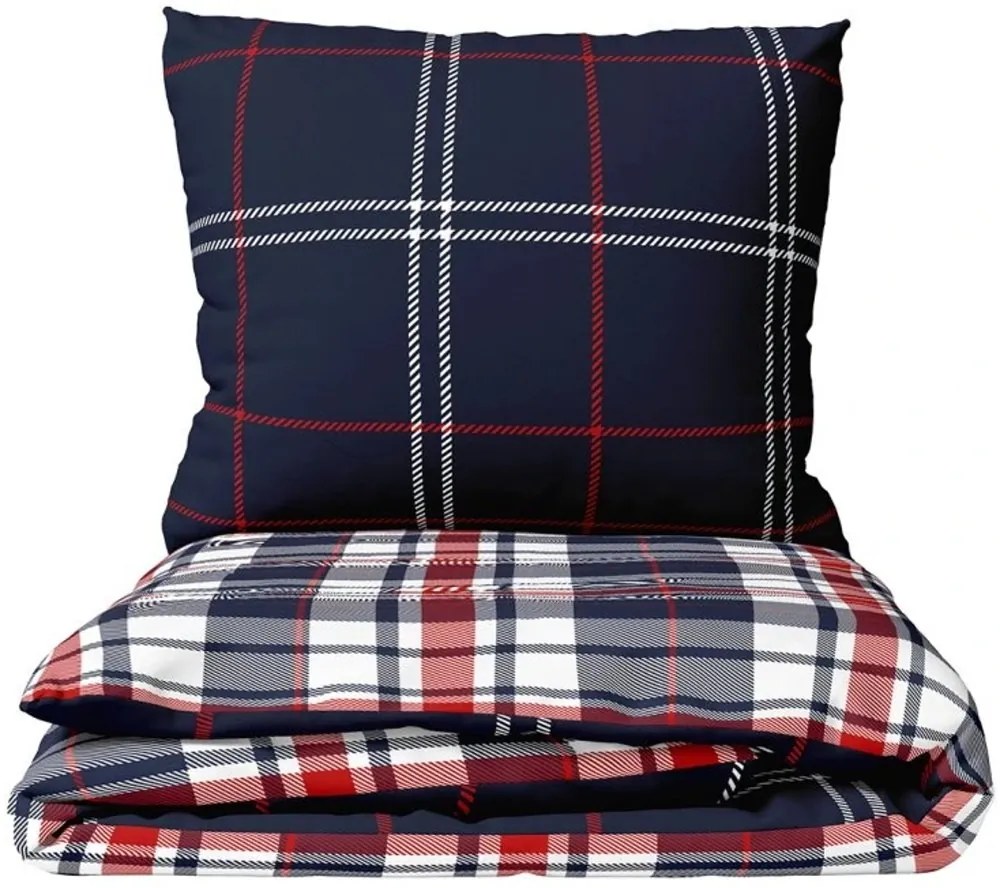 Flanelové posteľné obliečky Káro Oxford - 70 x 90 cm + 140 x 200 cm