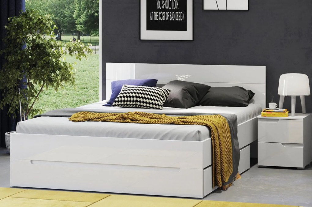 Zásuvka pod posteľ Selene 34 140 cm biely lesk/mat