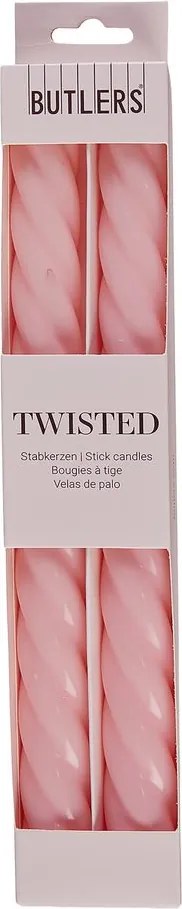 TWISTED Sada lesklých sviečok 2 ks 25,5 cm - sv. ružová