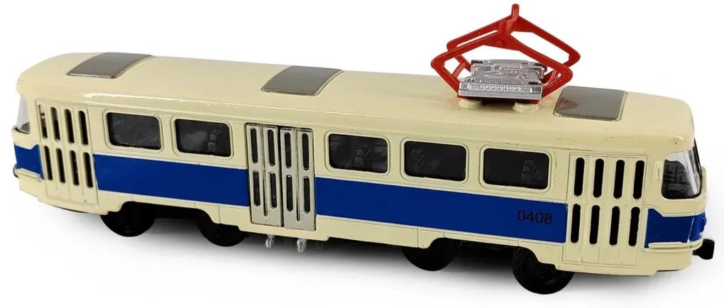 RAPPA Kovová česká retro električka Tatra T3 s otváracími strednými dverami - 16 cm - modrá