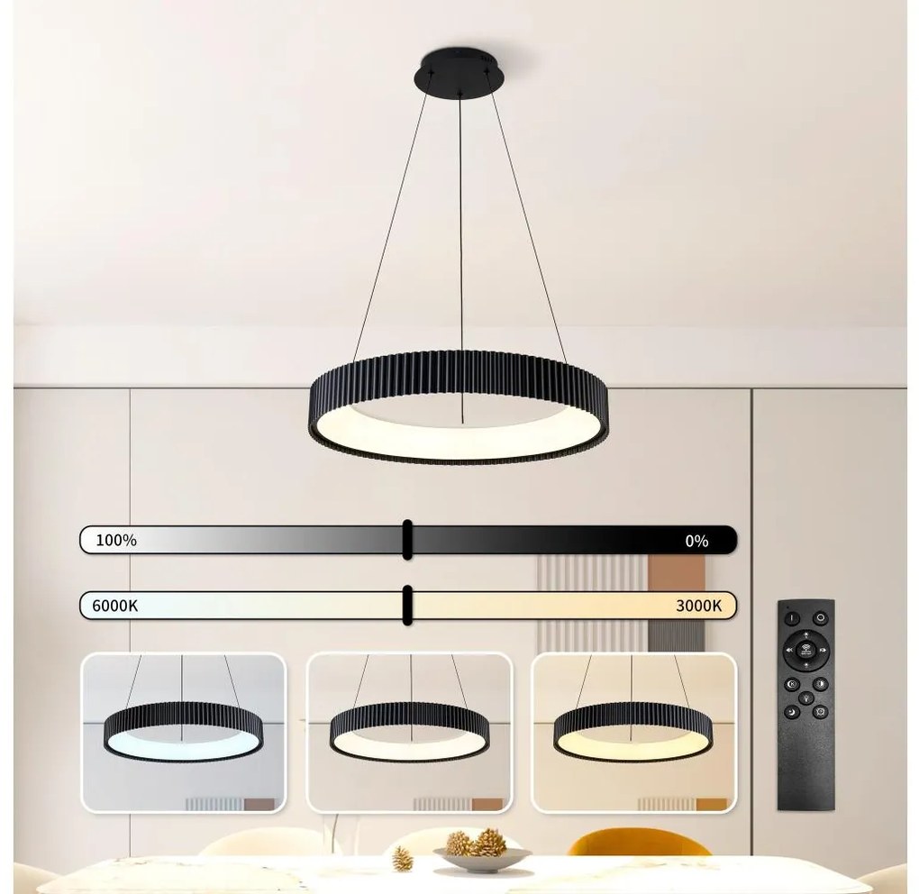 Brilagi - LED stmievateľný luster na lanku FALCON MODERN LED/54W/230V 60 cm čierny + diaľkové ovládanie