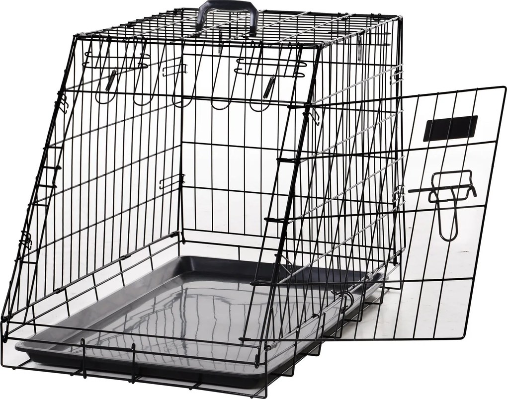 PawHut Veľká Prepravná Klietka pre Psov rozmer 77L x 47W x 55H cm, kovová čierna | Aosom