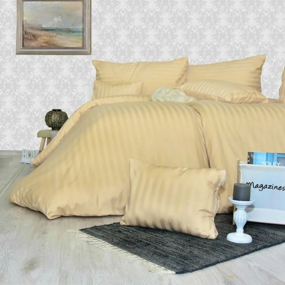 Obliečky damaškové zlaté EMI: Francúzsky set1 200x220 + 2x (70x90)