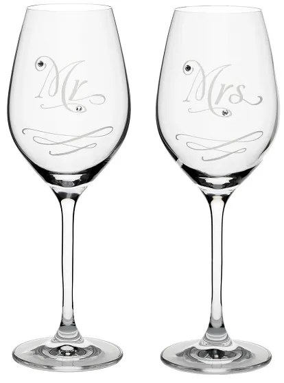 Celebration crystals Poháre na víno CRYSTALS MR AND MRS 360 ml, 2 ks