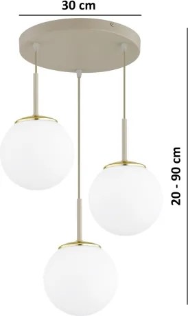 Brilagi - Závesný luster na lanku MILO ECRU 3xE27/60W/230V béžová/zlatá
