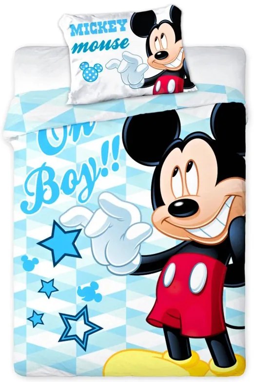 Posteľné obliečky do malej detskej postieľky Mickey Mouse - Disney - 100% bavlna - 40 x 60 cm + 100 x 135 cm