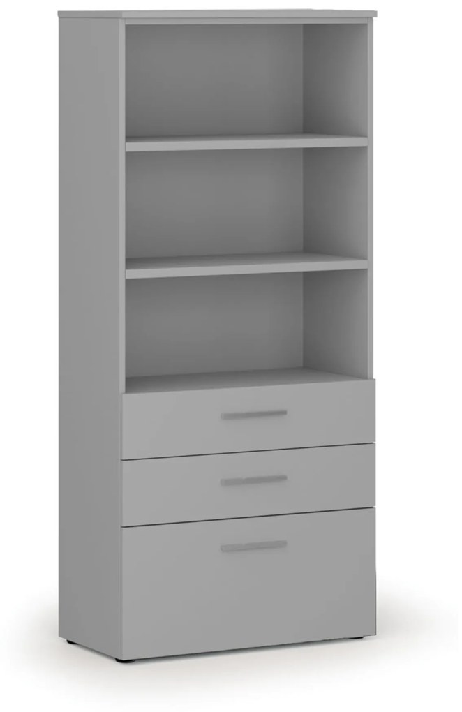 Kancelárska skriňa s kombinovanými zásuvkami PRIMO GRAY, 1781 x 800 x 420 mm, sivá