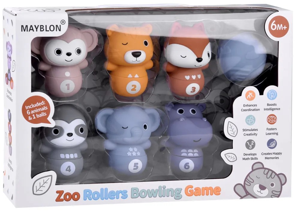 Jokomisiada Sada gumených zvieratiek, senzorická bowlingová guľa ZOO pre deti ZA4818