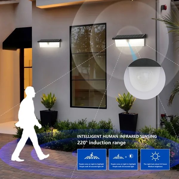 Brilagi - LED solárne nástenné svietidlo so senzorom SUN RAY LED/6W/3,7V IP44