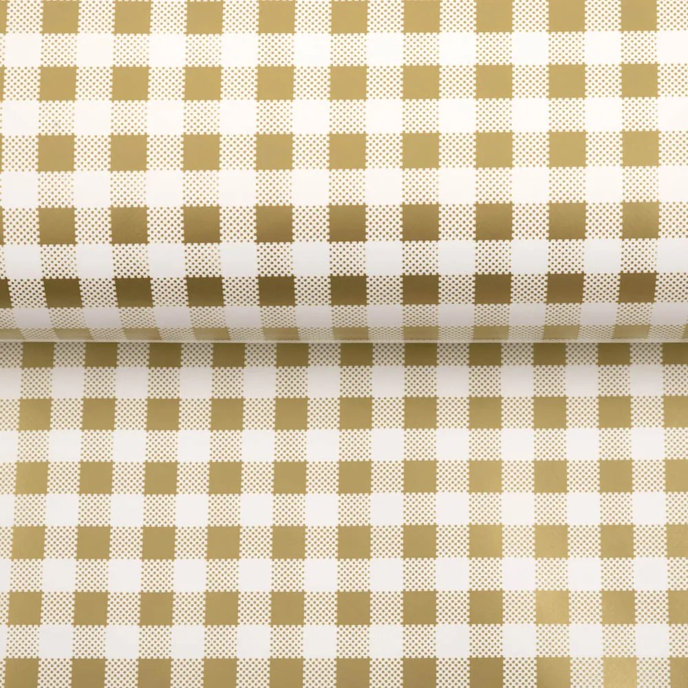 PVC obrus Zlato-biele kocky PV-117 - metráž š. 140 cm