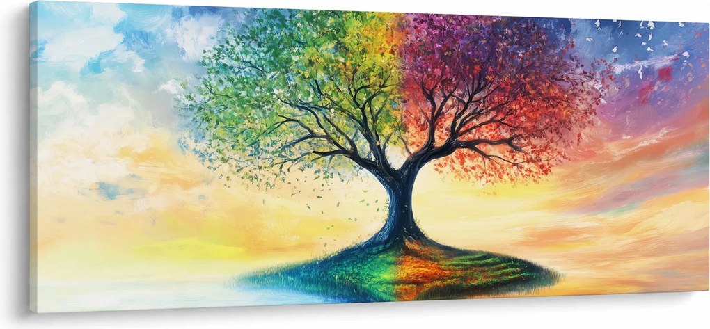 Obraz – Maľovaný strom ročných období (120x50 cm)