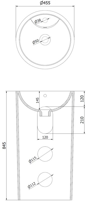 Mexen Mana, voľne stojace umývadlo 46x44x82 cm, čierna matná, 26074670