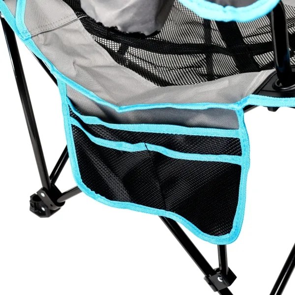 Skladací kempingový stôl + stolička šedá/modrá