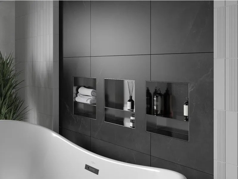 Mexen X-Wall-NR, polica na zapustenie bez príruby 30 x 30 cm, grafitová matná - 19E1303010S