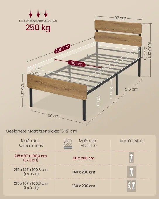Kovová posteľ s LED osvetlením 90 cm RMB102K01