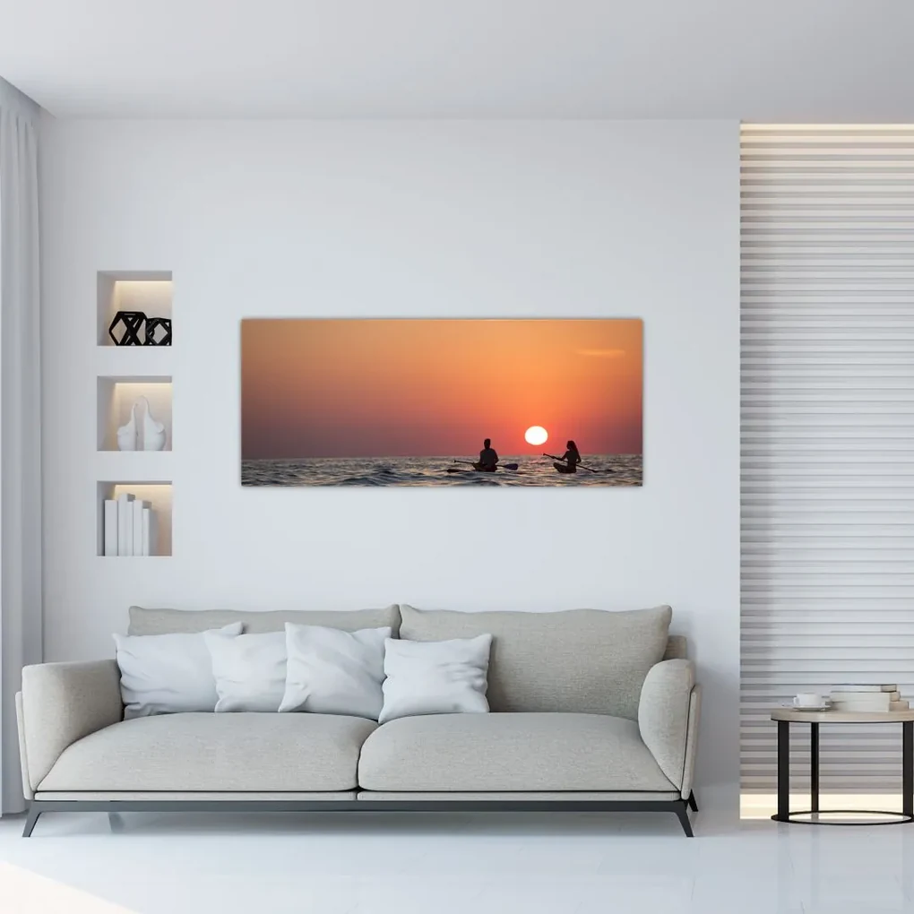 Obraz kanoistov pri západe slnka (120x50 cm)
