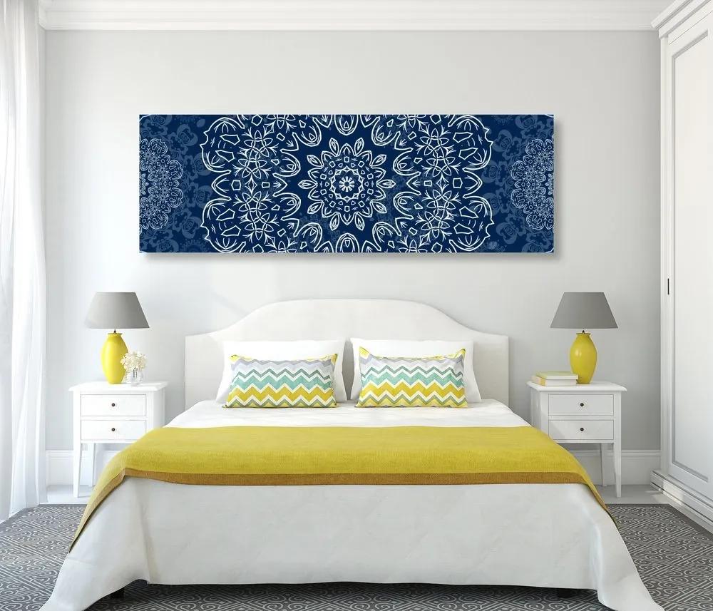 Obraz modrá Mandala s abstraktným vzorom - 135x45