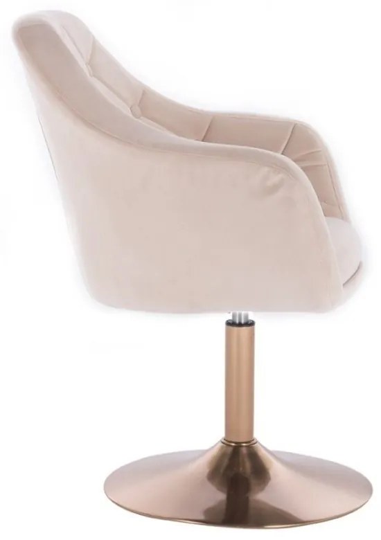 LuxuryForm DESIGN Kreslo ANDORA VELUR na zlatom tanieri - krémové