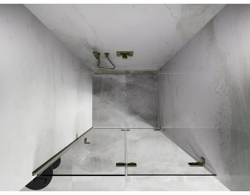 Mexen, Mexen Lunar-F pravé sklápacie sprchové dvere 65 cm, transparentné, brúsené zlato - 836-065-000-55-00-P