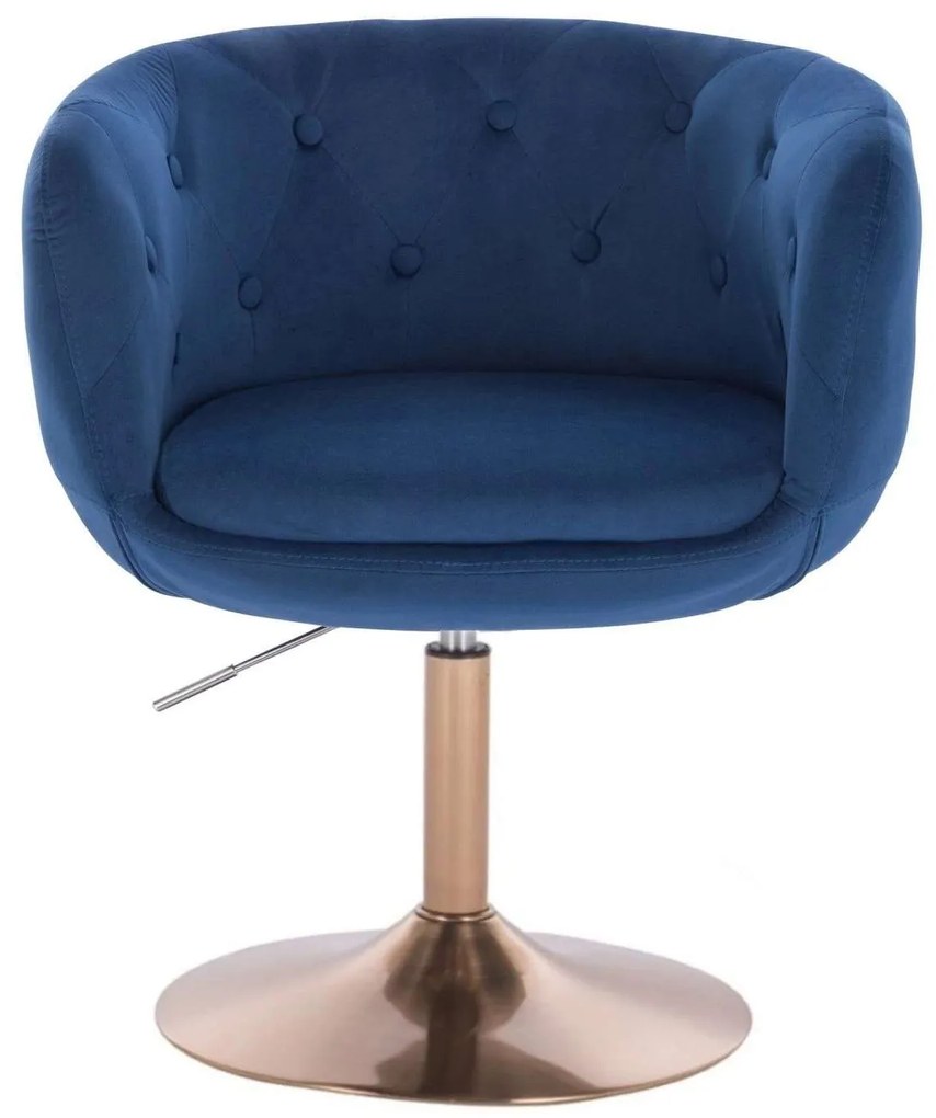 LuxuryForm DESIGN Kreslo MONTANA VELUR na zlatom tanieri - modré