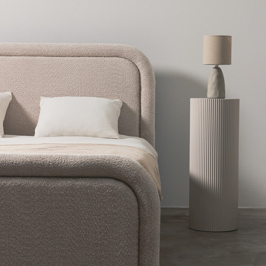 Dvojlôžková čalúnená posteľ Ovoid 140x200 s úložným priestorom béžová