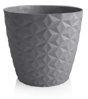 Crystal matt recyklovaný kvetináč 16 cm, kamenná sivá, 16 cm