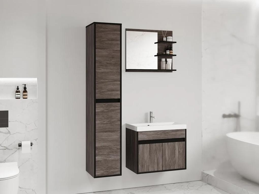Kúpelňový nábytok Garmuzo, Farby: wotan / wotan + biely lesk, Sifón: so sifónom, Umývadlová batéria: Maro Blo 020M