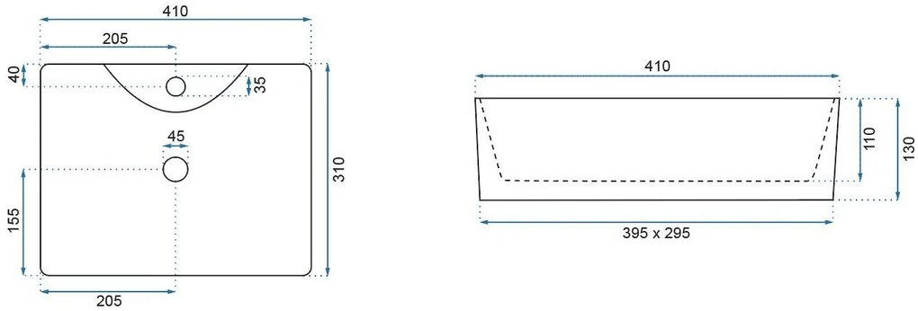 Rea Demi Mini, umývadlo na dosku 410x310x130 mm, imitácia kameňa-Aiax Shiny, REA-U6504