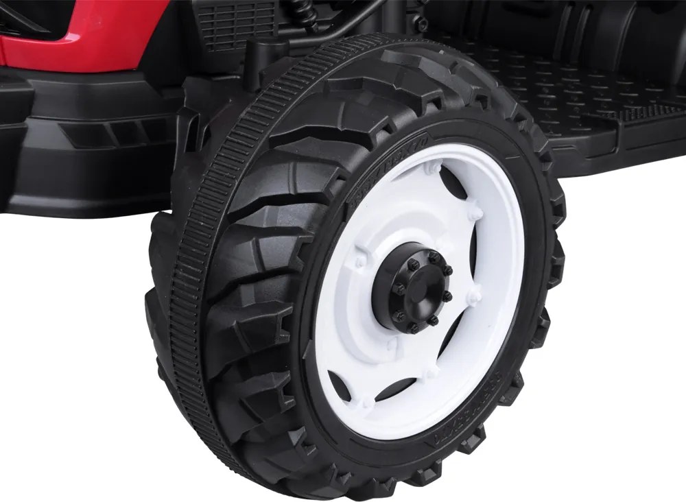 JOKOMISIADA Akumulátorový traktor s prívesom a pohyblivým sklápacím košom PA0347 červený