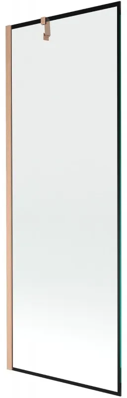 Mexen Next, 1-krídlová vaňová zástena 70 x 150 cm, 6mm číre sklo - čierny vzor, medená matná, 895-070-000-00-70-65