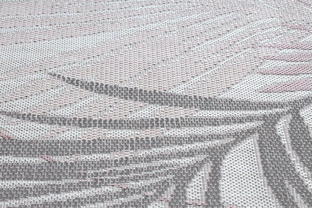 Koberec SISAL SION palmové listy, tropický 2837 ecru / ružový