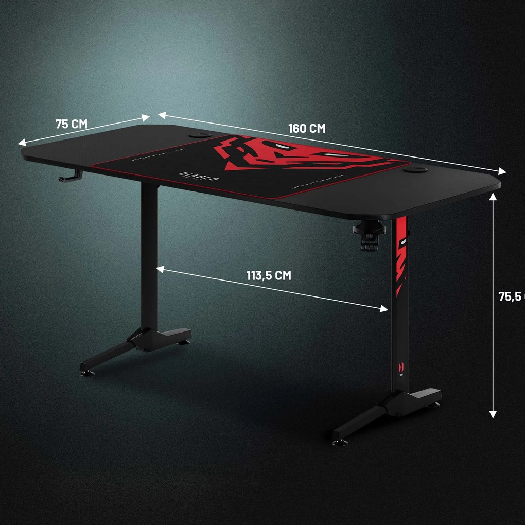 Herný stôl 160 cm čierny: Diablo X-Mate 1600