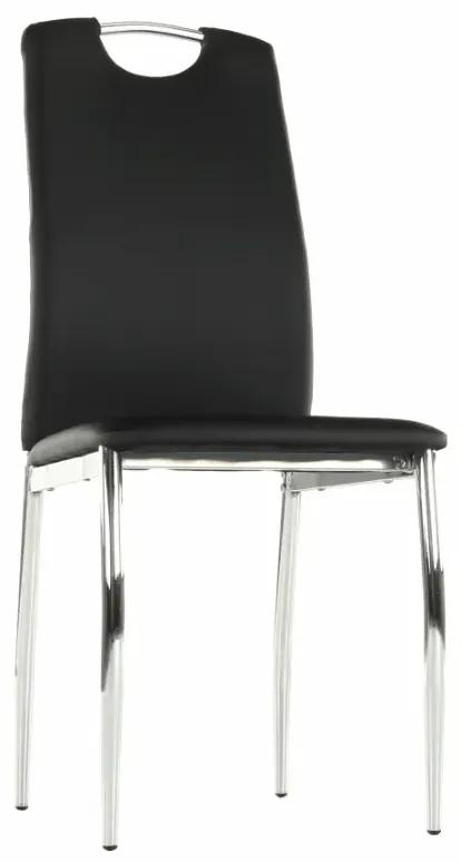 Jedálenská stolička, ekokoža čierna/chróm, ERVINA