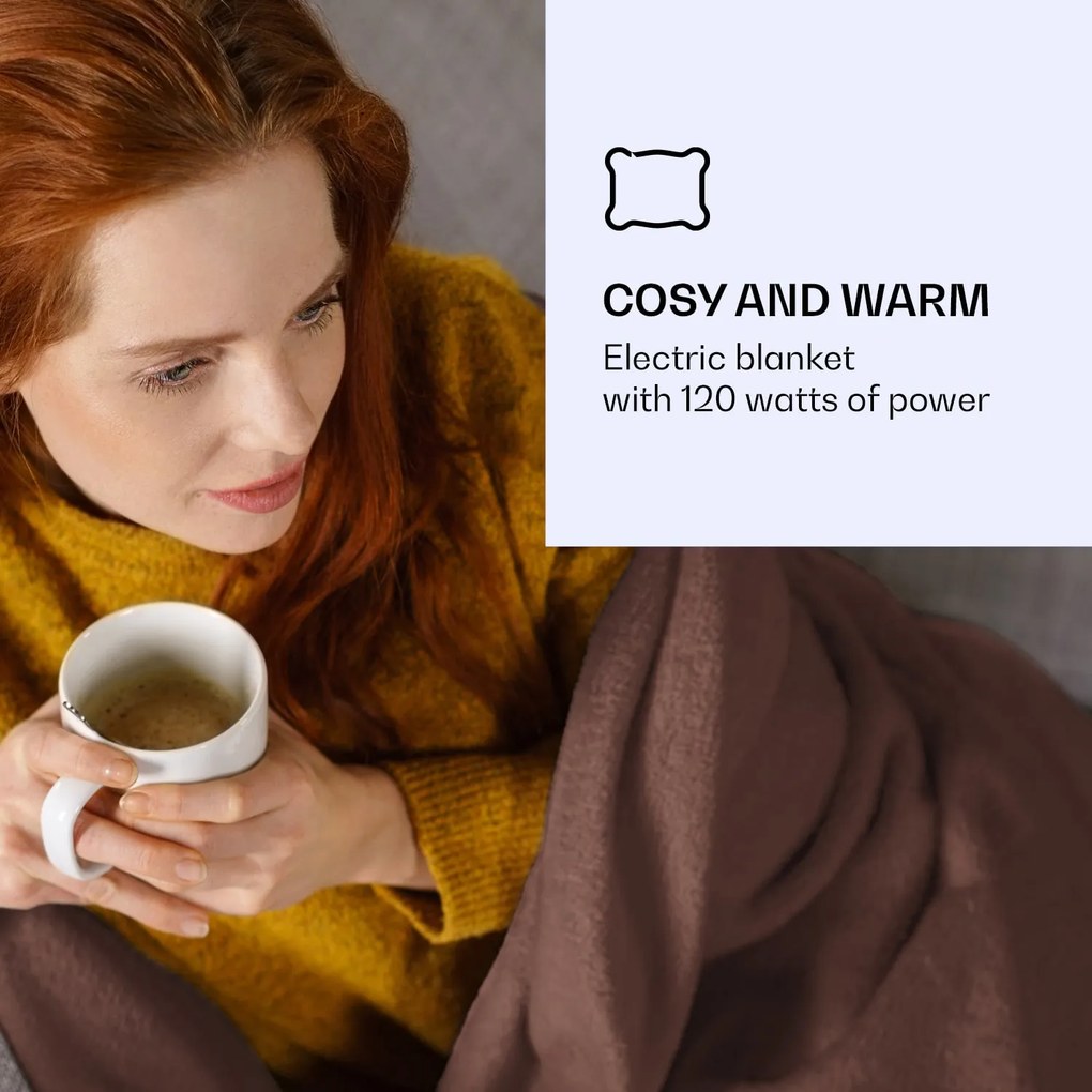 Klarstein Dr. Watson XXL, vyhrievacia deka, 3 stupne ohrevu, prateľná, 200 x 180 cm, mikroplyš