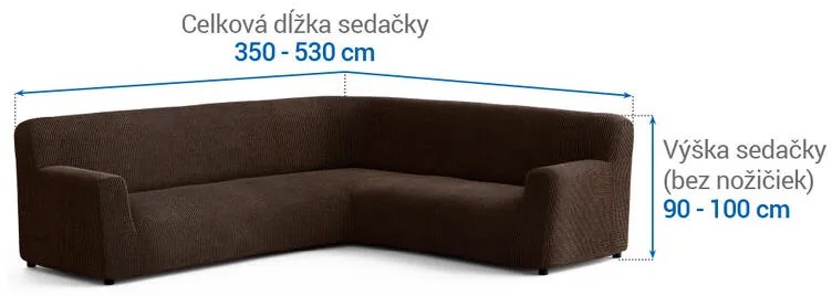 Bielastické poťahy COSTINA tabaková rohová sedačka (š. 350 - 530 cm)