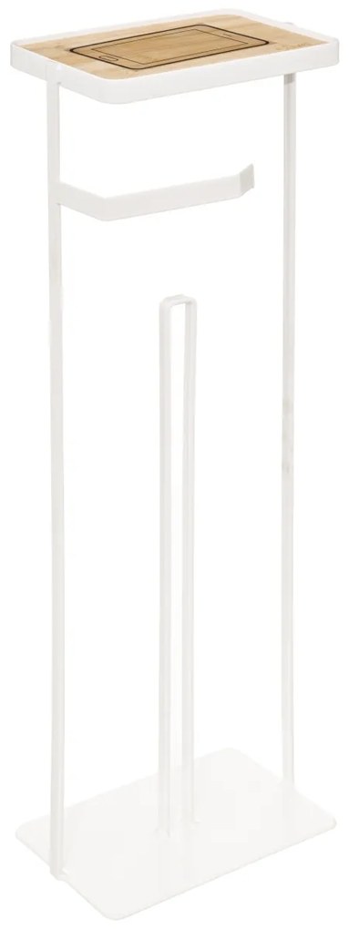 Stojan na toaletný papier Modern, biela/s drevenými prvkami