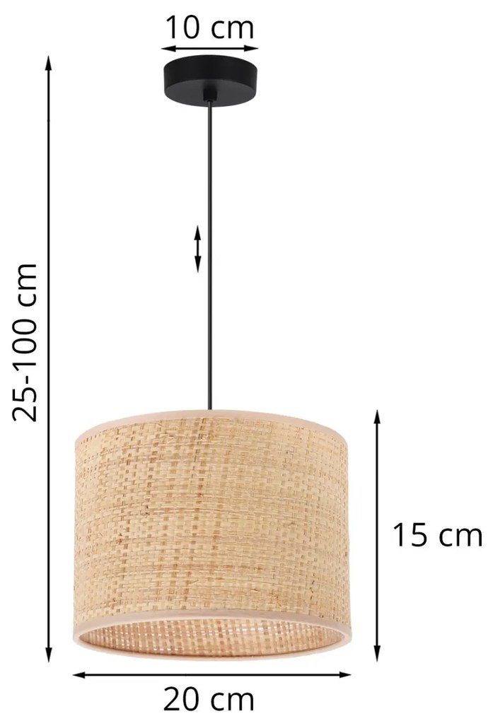 Závesné svietidlo Rattan, 1x ratanové tienidlo, (fi 20cm), b
