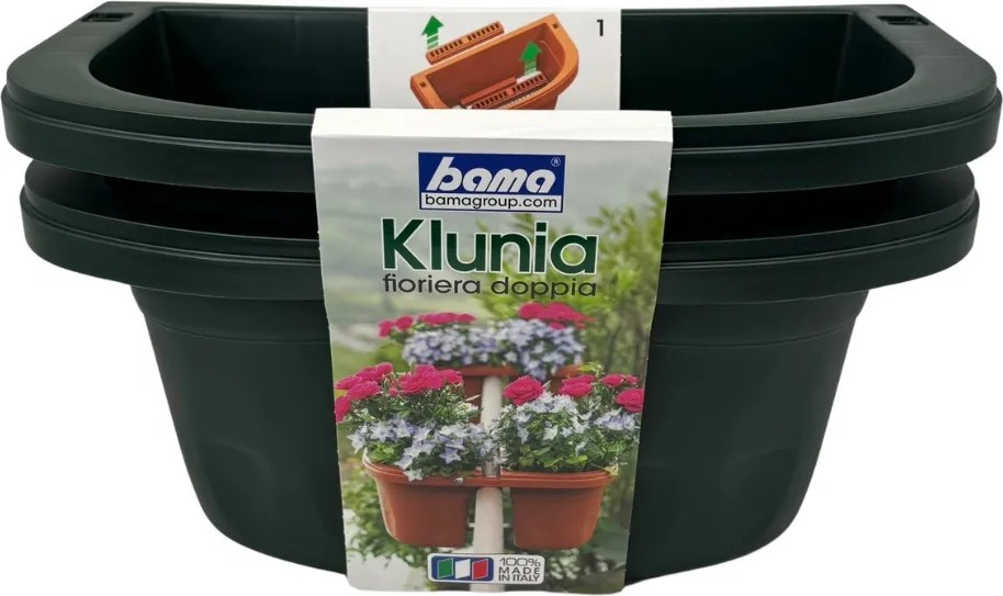 BAMA Závesný kvetináč na zábradlie KLUNIA, 40 cm, farba zelená Množstvo: 1 ks