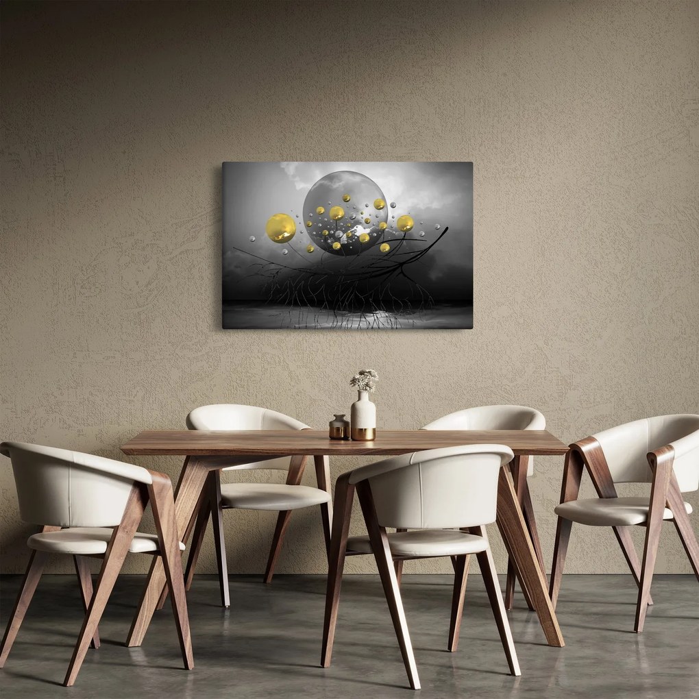 Obraz zlatých abstraktných gulí (90x60 cm)