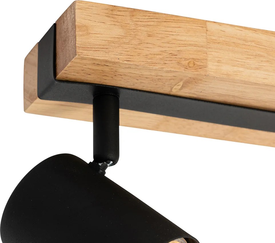 Inteligentný stropný reflektor čierny s drevom 2-svetelný nastaviteľný vrátane Wifi GU10 50mm - Jeana