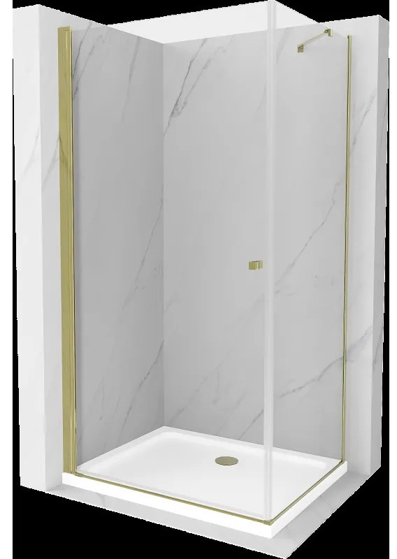 Mexen Pretoria sprchová kabína, kyvné dvere 90 x 70 cm, transparentnéné, zlatá + závesný bidet Flat - 852-090-070-50-00-4010