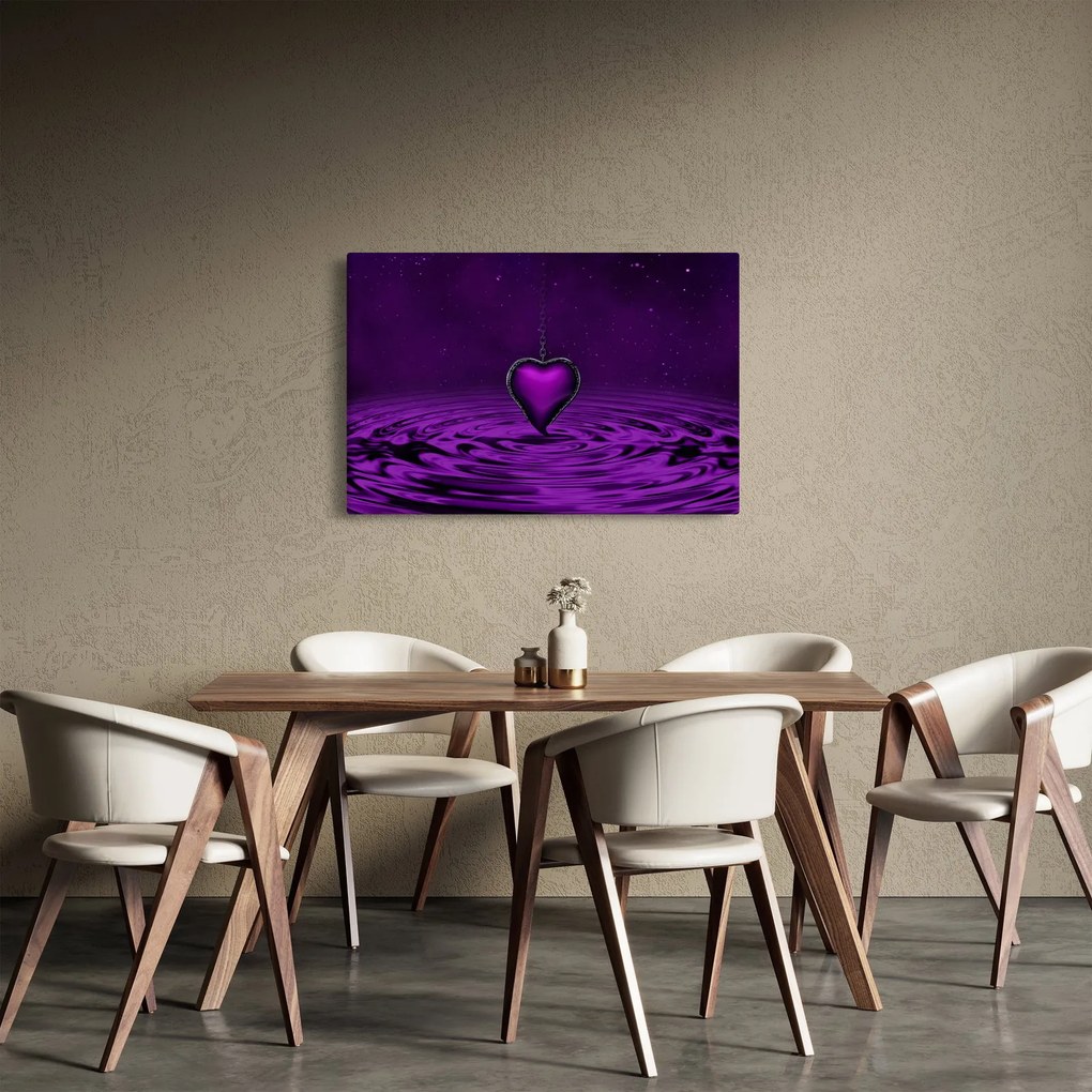 Obraz fialového srdca (90x60 cm)