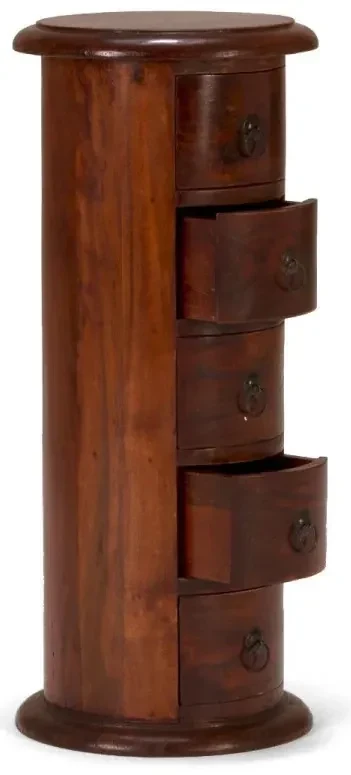 furniture-nabytek.cz - Masívna komoda Texas z akáciového dreva, lakovaná, hnedá – guľatá