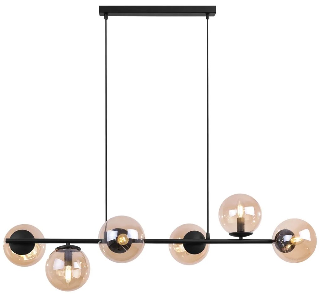 Závesne svietidlo Paris, 6x medové sklenené tienidlo, B