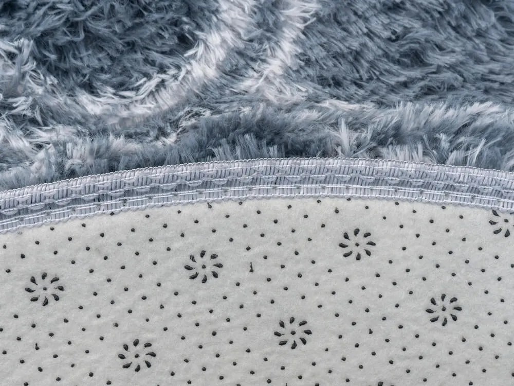 TZ Sivo-modrý okrúhly vzorovaný koberec shaggy Decor Latern Rozmer: 120 cm