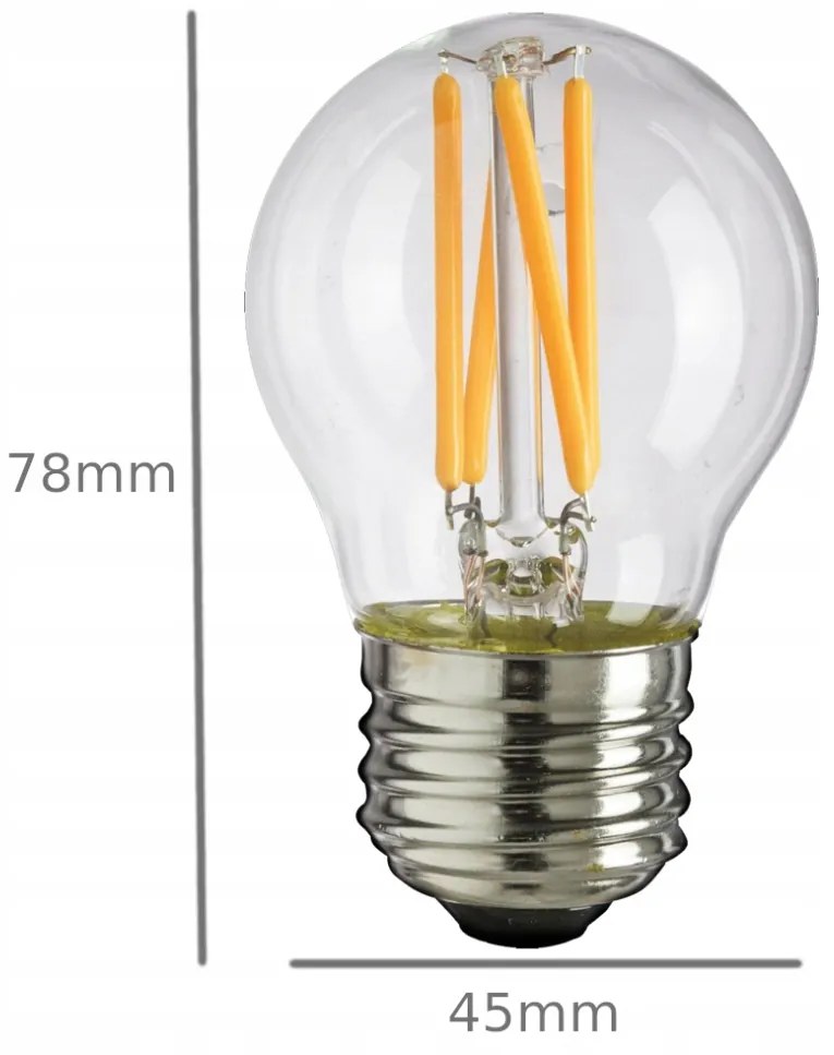 BERGE LED žiarovka - E27 - G45 - 4W - 340Lm - filament - teplá biela