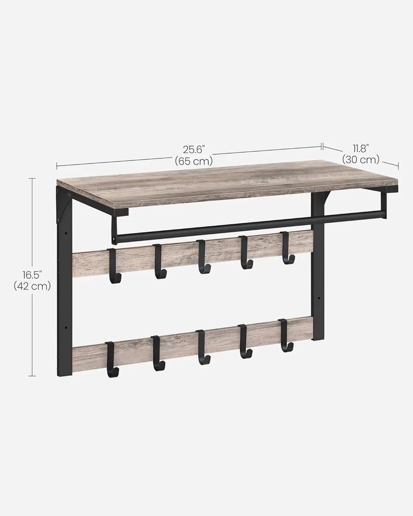 Nástěnná polica Vasagle RACKY sivá