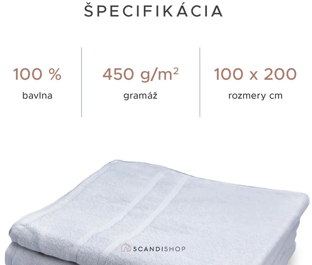 Hotelová osuška Deluxe 100x200 cm biela, 100% bavlna