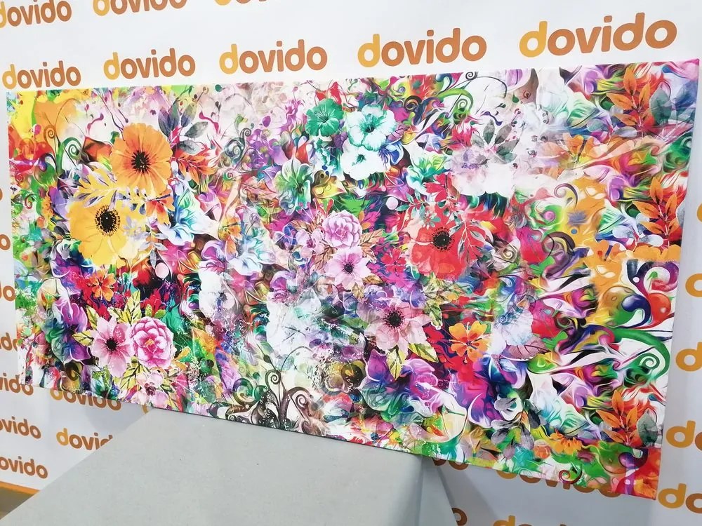 Obraz pestrofarebné kvety - 100x50